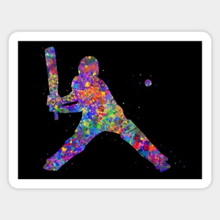 Cricket player watercolor art Sticker